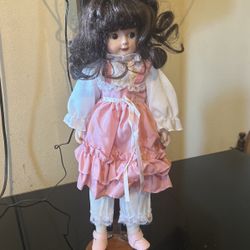 Porcelain Doll On Stand 