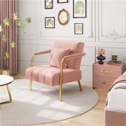 30″ W Velvet Accent Armchair with Cozy Pillow