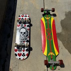 One Long Board and One Skateboard