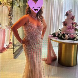 Vestido De Piedreria De Noche Rose Gold Size 10