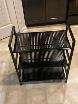 Black Metal 3-Tier Perforated Shelf Unit