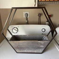 Admired By Nature  Hexagon Wood and Metal framing Wall Hanging planter w/Hard Liner