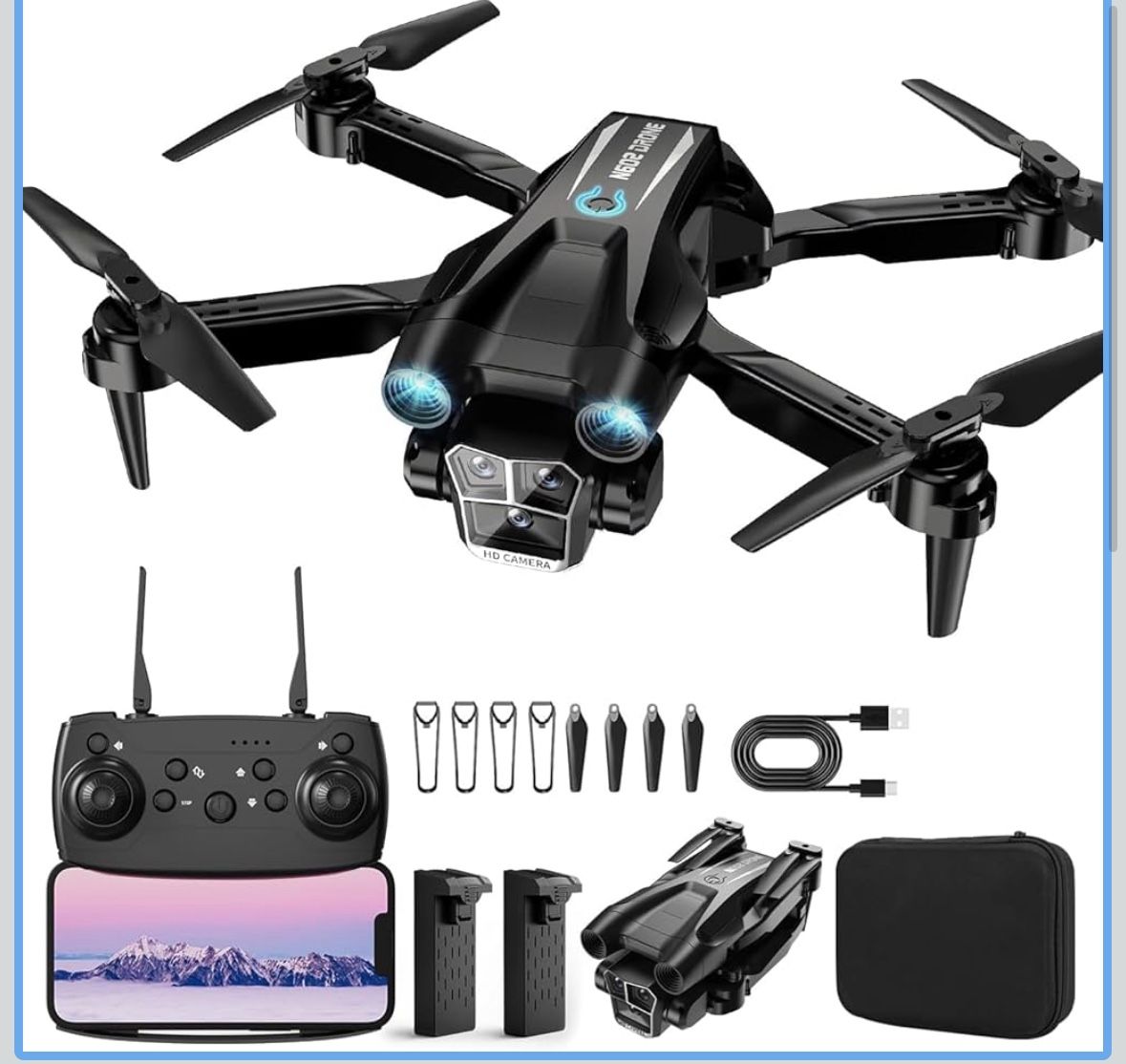 Drone with Camera 1080P HD, Mini Drone for Beginners Kids Adults, RC Quadcopter with 1 Batteries, Carrying Case, Stable Hover, Trajectory Flight, Grav