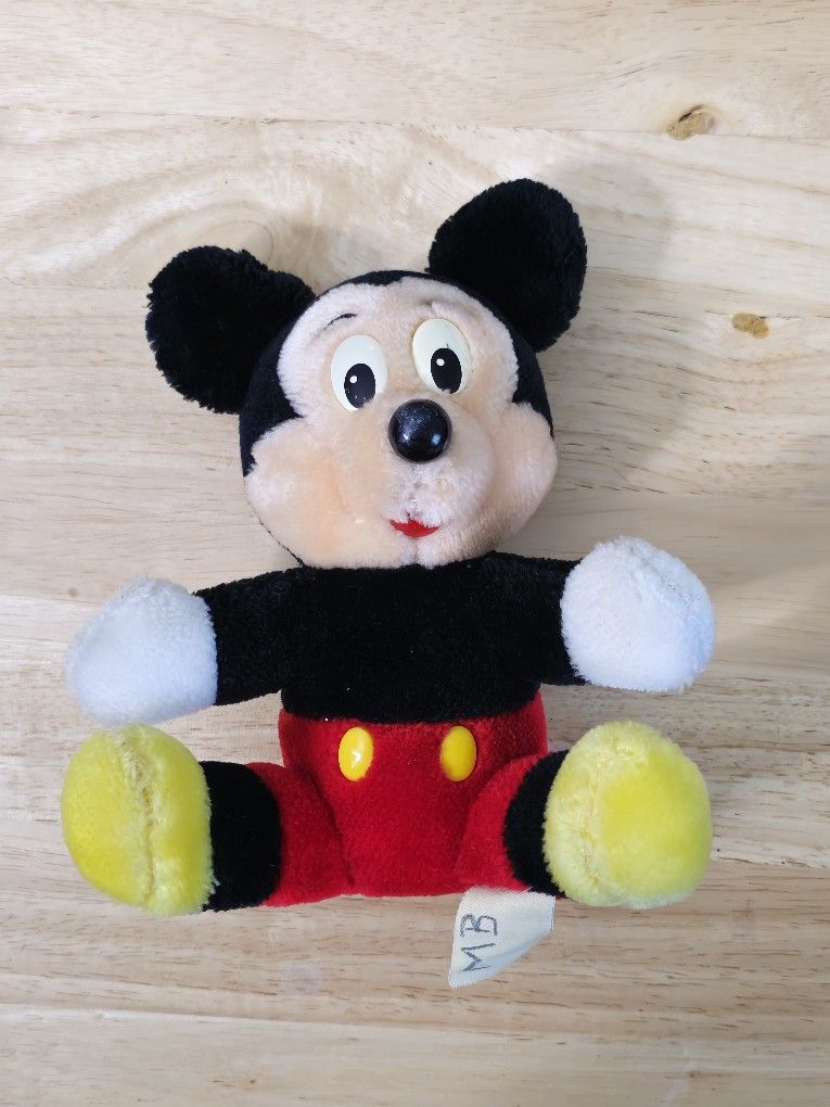 Mickey Mouse VINTAGE 7'' Plush Disneyland Walt Disney World Stuffed Animal ⚫️🔴