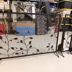 Fireplace Screen and Tools Set - Leaf Design, Dark Bronze