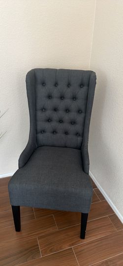 Gray Tufted Wingback Accent Chair