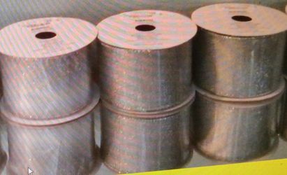6 rolls silver ribbon—each roll is 2.5 inches wide x 10 yards long