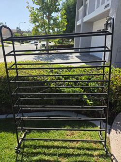 Black Metal Multi-Tier Shoe Rack