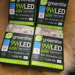 Greenlite 9wLED 60W Light Bulbs 4 Pack