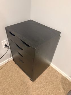 Black 4-Drawer Filing Cabinet, Wood