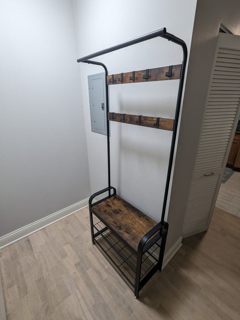 Hall Tree With Bench And Shoe Rack