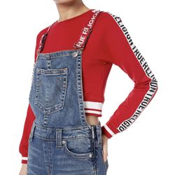 True Religion Women's Skinny Overall Logo Tape