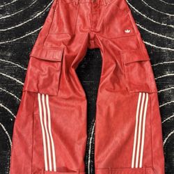 Red Leather Adidas Pants 