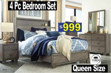 Queen size 4 Pcs. Bedroom set, recamaras, cama, furniture, muebles