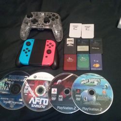 2 Switch controllers , Games ,Memory Cards