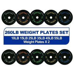 BalanceFrom Olympic Bumper Plate Weight with Steel Hub Black 260 lbs Set