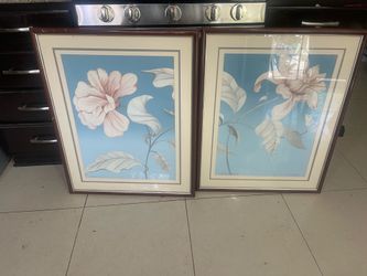 Large Framed Floral Prints – Matching Set – $175