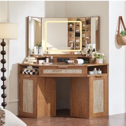 Teal Brown vanity Desk With Stool  (New in Box)
