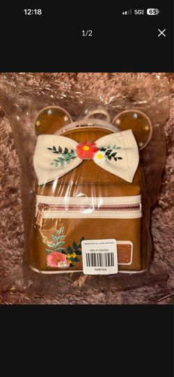 Bnwt Loungefly Disney Minnie Mouse Fall Floral Mini Backpack