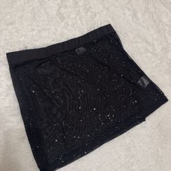 New 2x black sheer glitter mesh mini skirt festival goth alt rave stretchy star