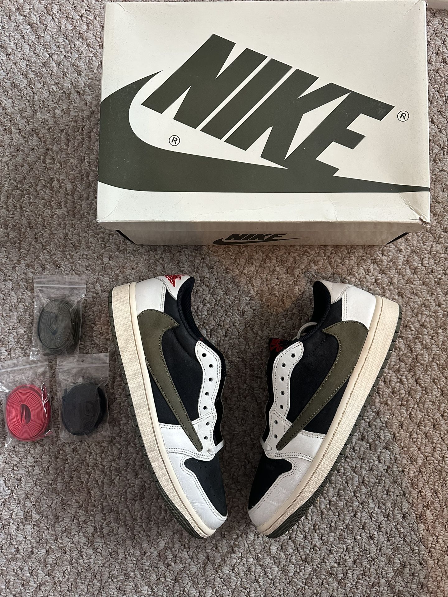Nike Jordan 1 Og Travis Scott Low “Olive” Size 9❤️🔥 (Worn 3x) ‼️