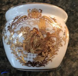 Vintage Limoges Small Bowl. Gold and White Porcelain