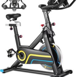 Exercise Bike, CHAOKE Quiet Magnetic Resistance 300LB Capacity Stationary Bike for Home with App Compatible, Indoor Bike with Comfortable Seat and Dig