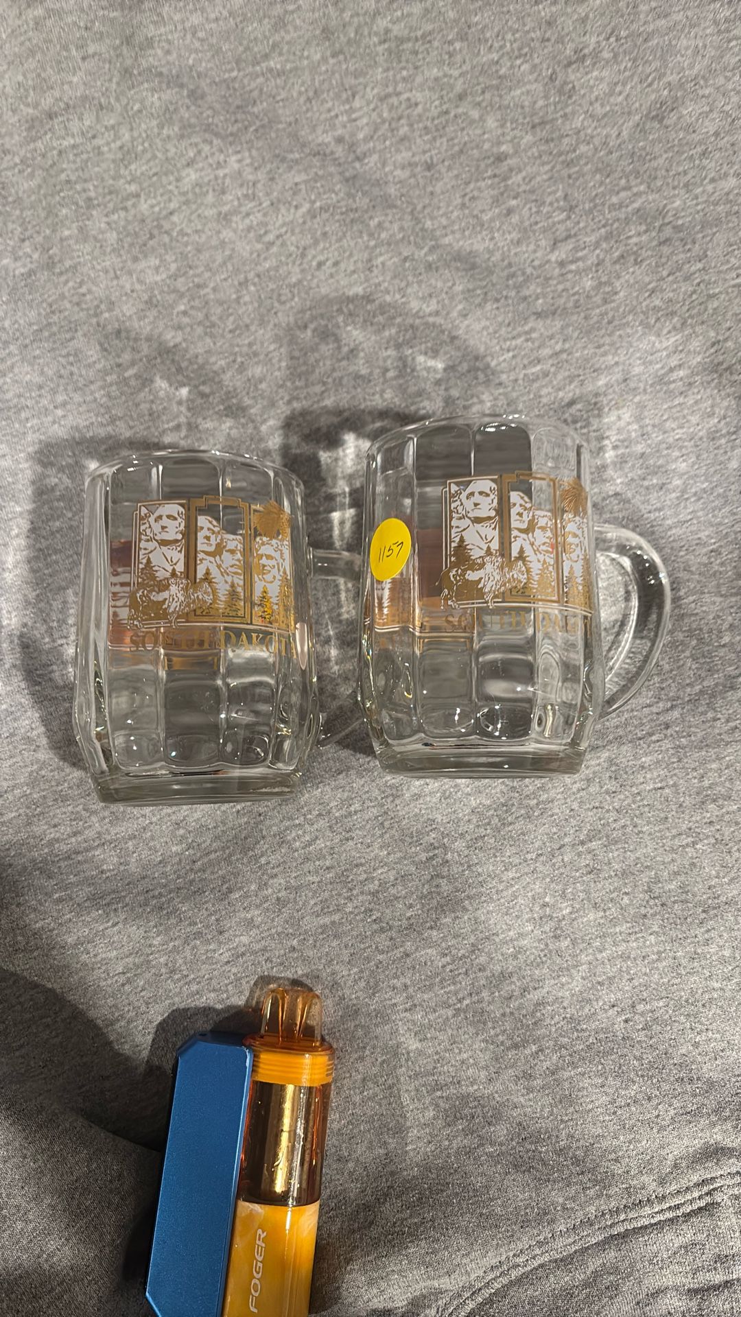 2 South Dakota Glass Mugs 