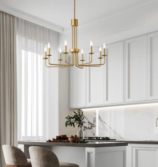 Modern Gold Chandelier Light Fixture, Light Farmhouse Foyer