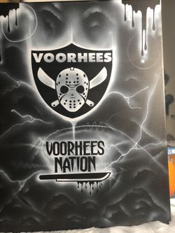 Raiders x Jason voorhees custom air brush canvas Halloween