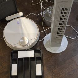 Robot Vacuum, Tower Fan Amd Silverware Organizer 
