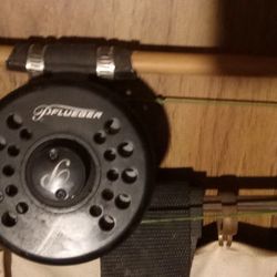 Flueger Brand Fly Real And Bamboo Rod 
