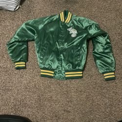 Vintage 90s MLB Chalk Line Oakland Athletics A's Satin Baseball Jacket Sz Small