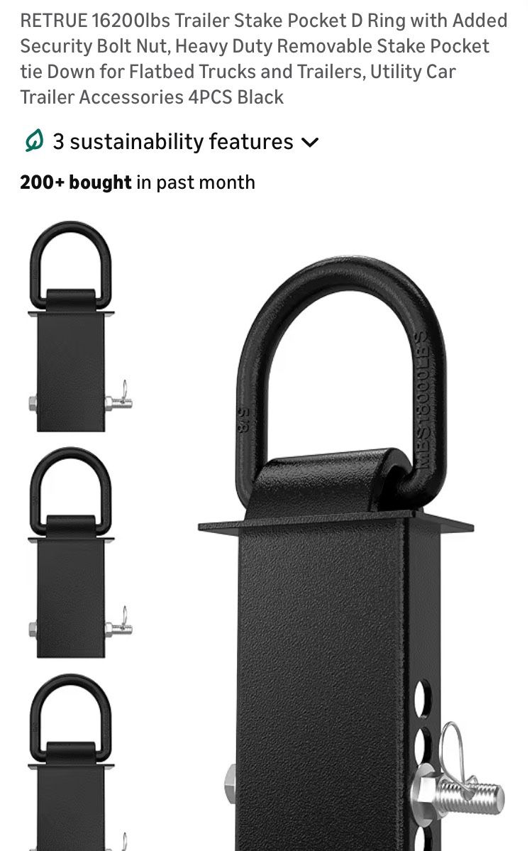 Trailer Stake Pocket D Ring (4 Pack)
