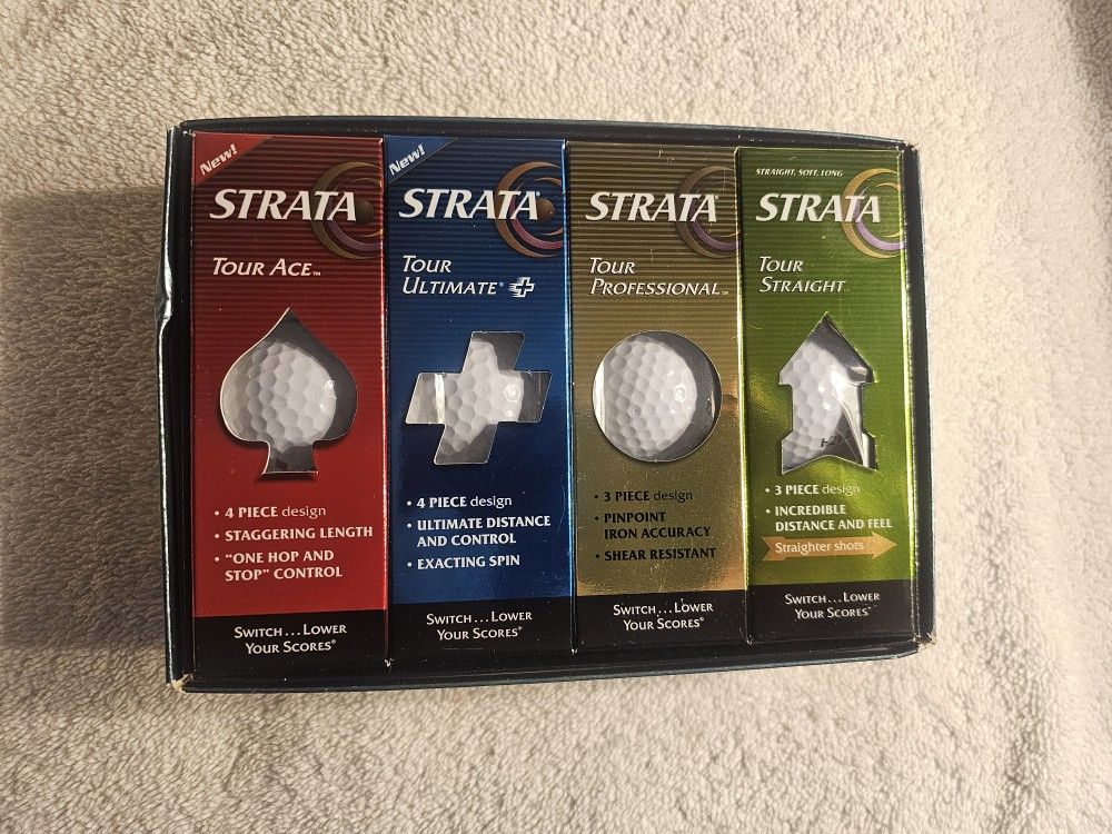 Strata White Golf Balls  -  One Dozen  -  New 