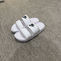 White Nike Slides