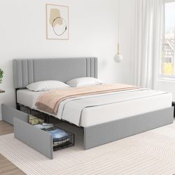 Brand New Queen Platform Bed frame With Drawers 