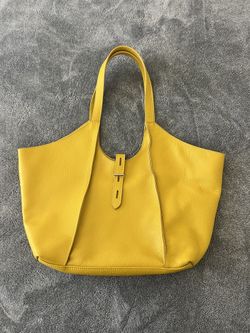 Yellow Leather Tote Bag 