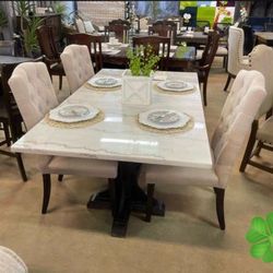 Gerardo Real Marble Dinings Sets Tables and 4 Chairs Finance and Delivery Available 