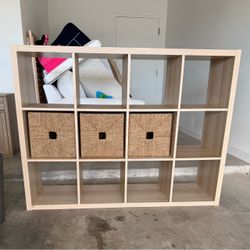 IKEA KALLAX shelving unit with 3 baskets