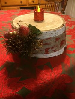 Real Birch Wood Candle Holder