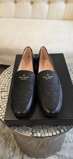 Brand New Elegant Leather Kate Spade New York Black City Lights Glitter Shoes. Size 7.5