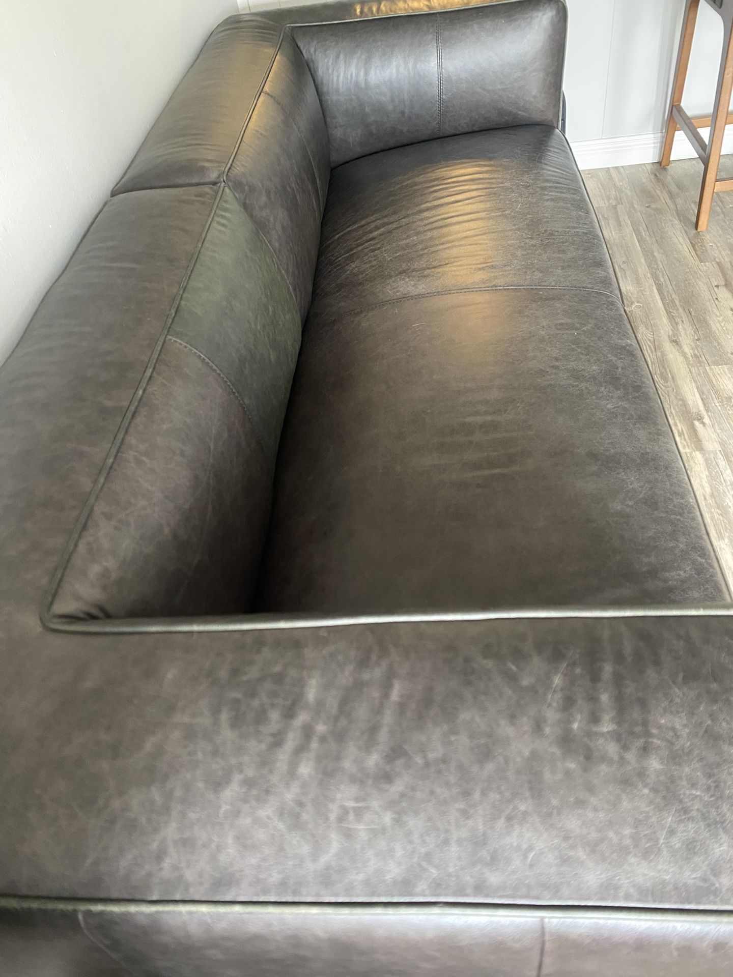 CB2 Crate Barrel Black leather Sofa Rodez 91"