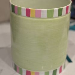 Pottery Barn Kids Mint Green Trash Can Bathroom Striped Whimsical Pastel