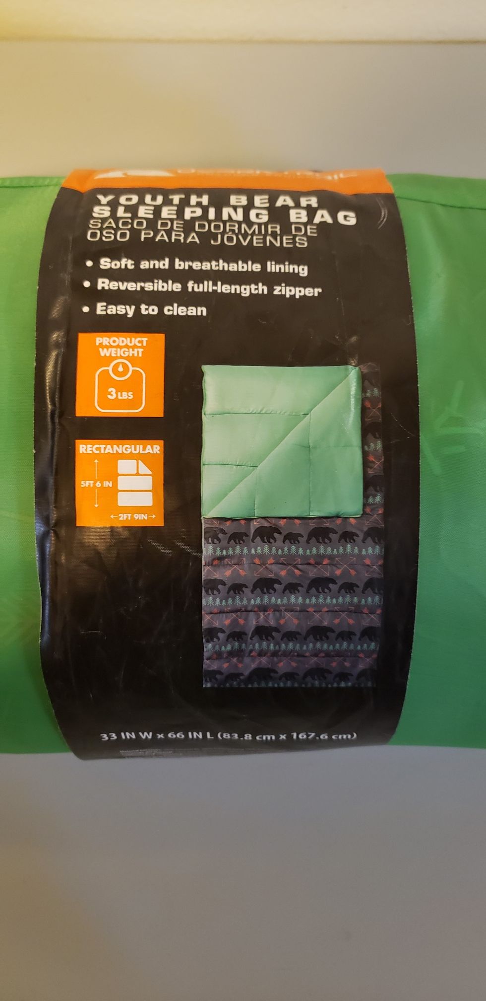 Ozark Trail Youth Bear Sleeping Bag 33"Wx66"L - Like New
