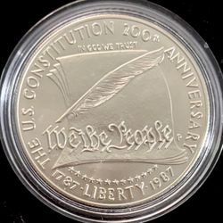 1787/1987 P US Constitution Anniversary Silver Coin