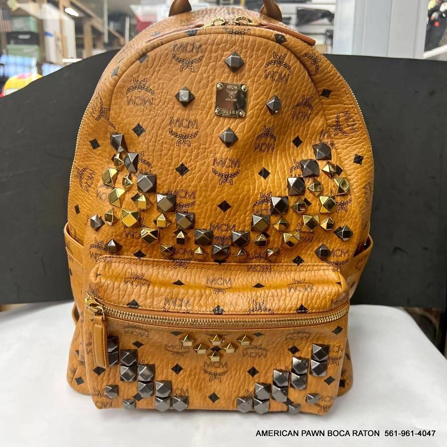 MCM Stark Backpack Visetos M Studs - Medium - Cognac Good clean kept condition