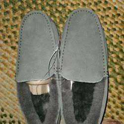 Quality Men's Suede Leather And Shearling Slippers  New