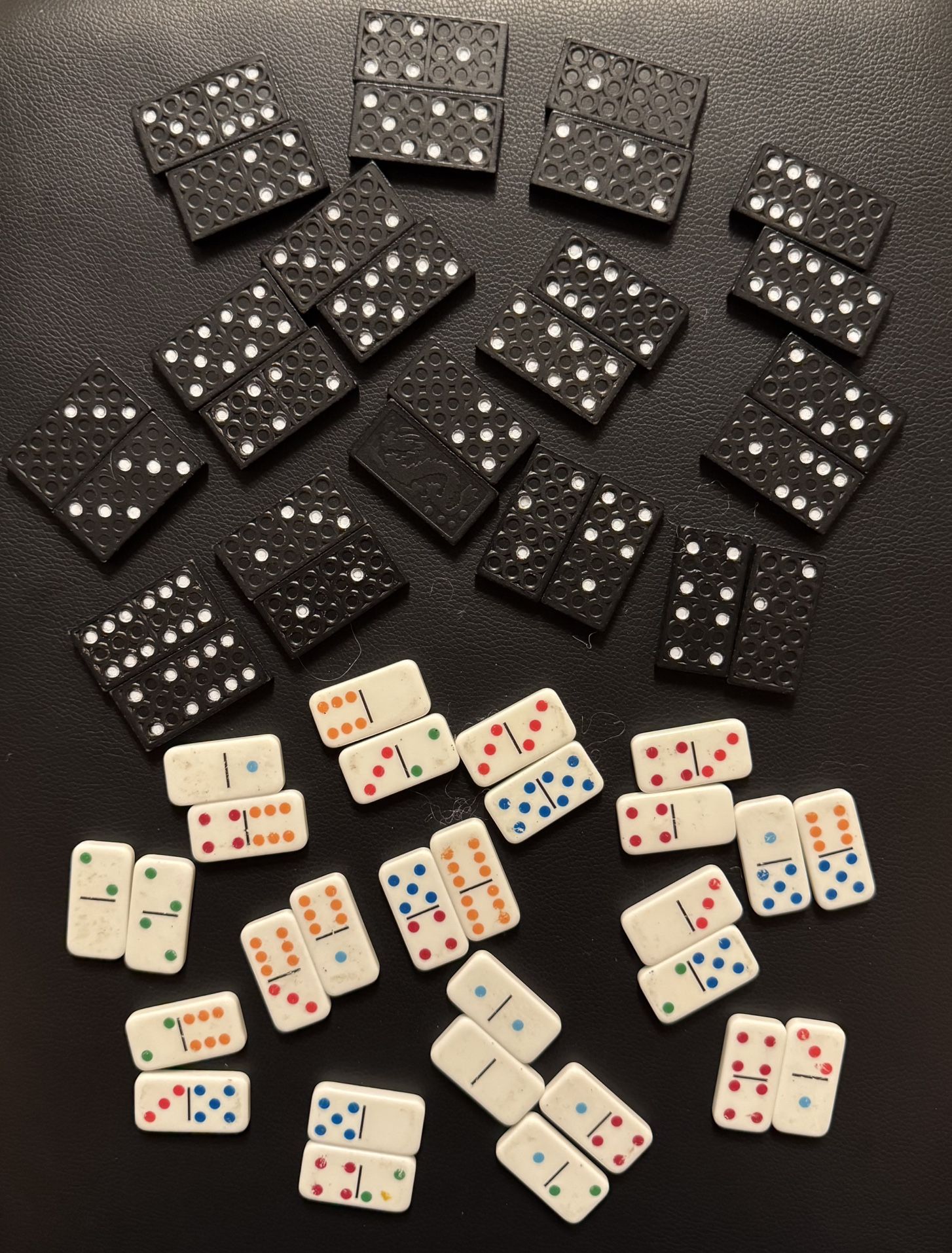 🔳 Mini Dominos, 2 Complete Sets of 28 Tiles, Black/White (brand new)