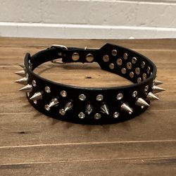 Leather Spike And Sparkle Dog Collar Small Dog